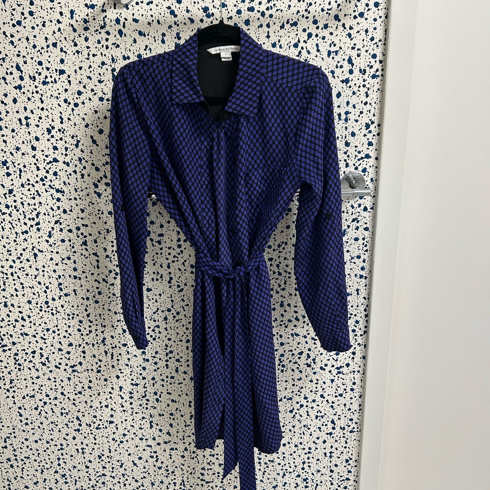Diane Von Furstenberg Prita silk shirt dress with belt, size 6